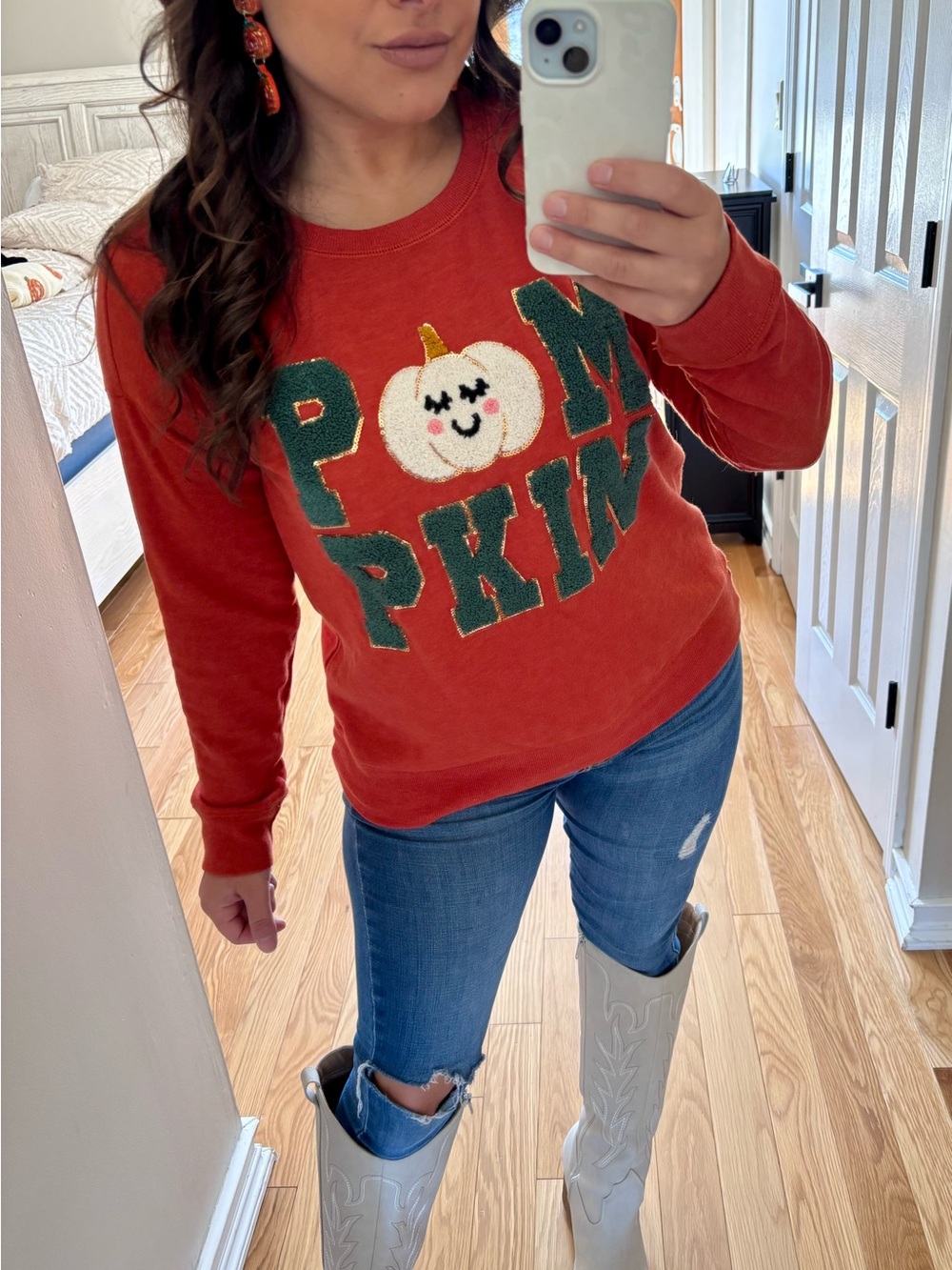Pumpkin sequin sweater